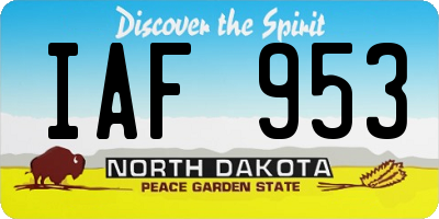 ND license plate IAF953