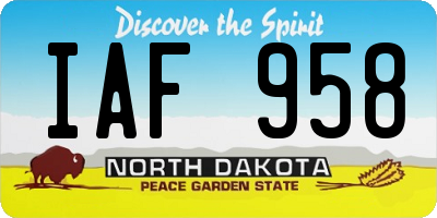 ND license plate IAF958
