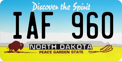 ND license plate IAF960