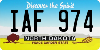 ND license plate IAF974