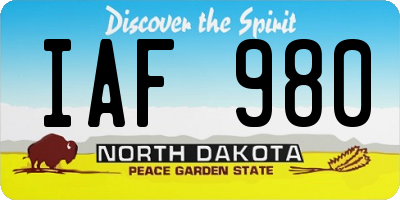 ND license plate IAF980