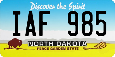 ND license plate IAF985