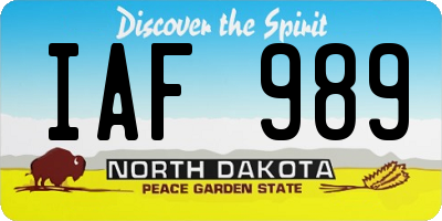 ND license plate IAF989