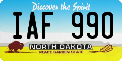 ND license plate IAF990