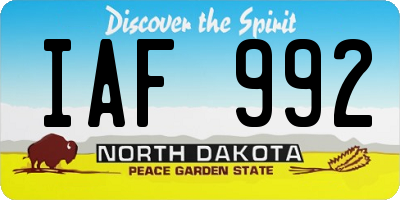 ND license plate IAF992
