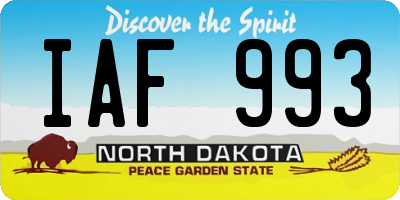 ND license plate IAF993