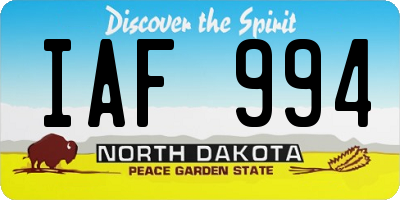 ND license plate IAF994