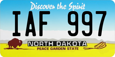 ND license plate IAF997