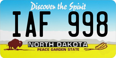 ND license plate IAF998