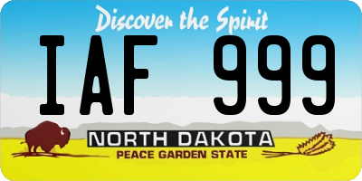 ND license plate IAF999