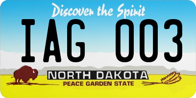 ND license plate IAG003