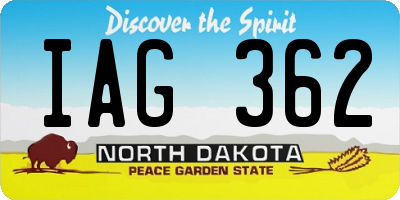 ND license plate IAG362
