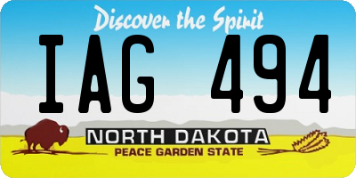 ND license plate IAG494