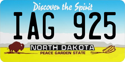 ND license plate IAG925
