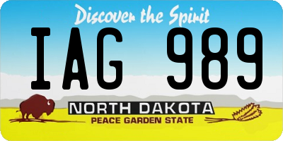 ND license plate IAG989
