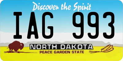 ND license plate IAG993