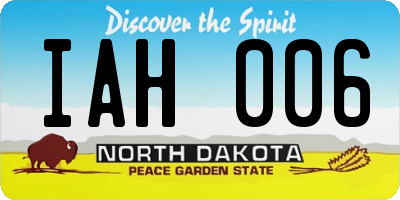ND license plate IAH006