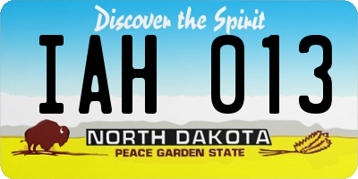 ND license plate IAH013