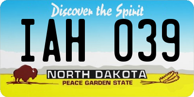 ND license plate IAH039