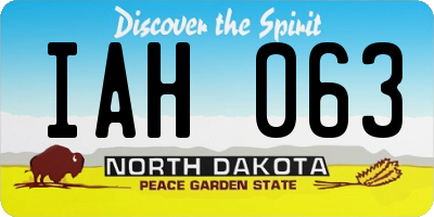 ND license plate IAH063