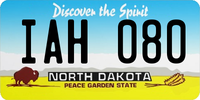 ND license plate IAH080