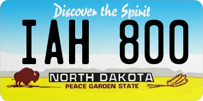ND license plate IAH800