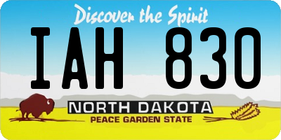 ND license plate IAH830