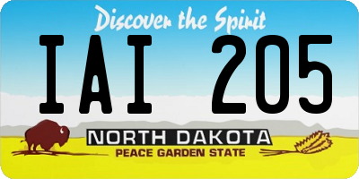 ND license plate IAI205