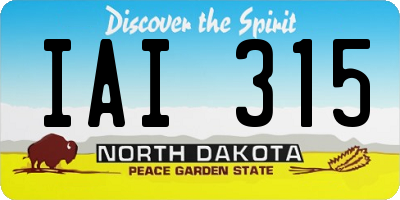 ND license plate IAI315