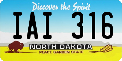 ND license plate IAI316