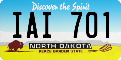 ND license plate IAI701