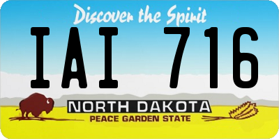 ND license plate IAI716