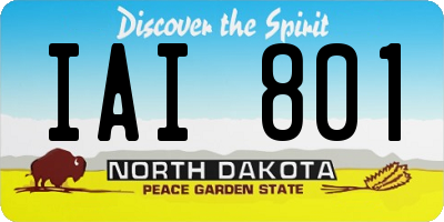 ND license plate IAI801