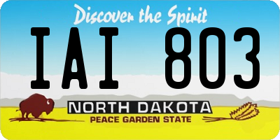 ND license plate IAI803