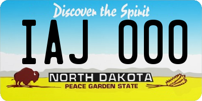 ND license plate IAJ000