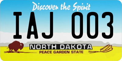 ND license plate IAJ003