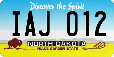 ND license plate IAJ012