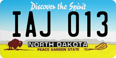 ND license plate IAJ013