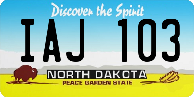 ND license plate IAJ103