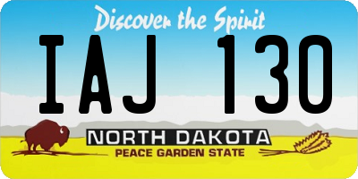 ND license plate IAJ130