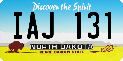 ND license plate IAJ131