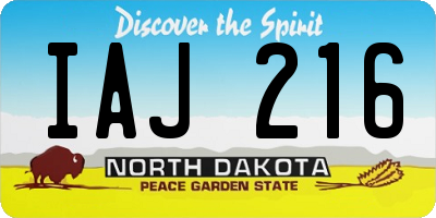 ND license plate IAJ216