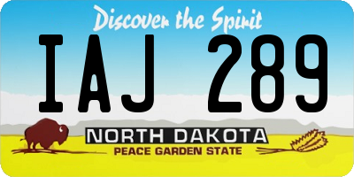 ND license plate IAJ289