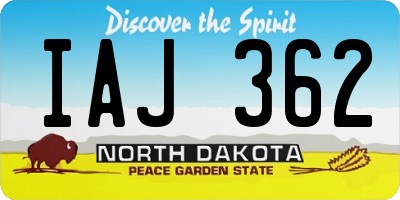 ND license plate IAJ362