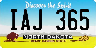 ND license plate IAJ365