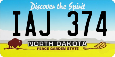 ND license plate IAJ374
