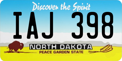 ND license plate IAJ398