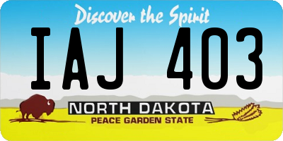 ND license plate IAJ403