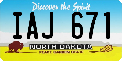 ND license plate IAJ671