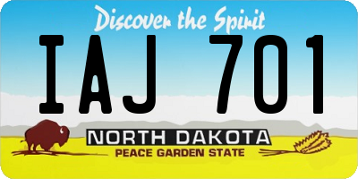 ND license plate IAJ701